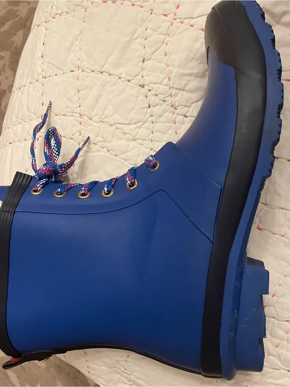 Hilfiger Blue Rain Boots with Multicolor Laces